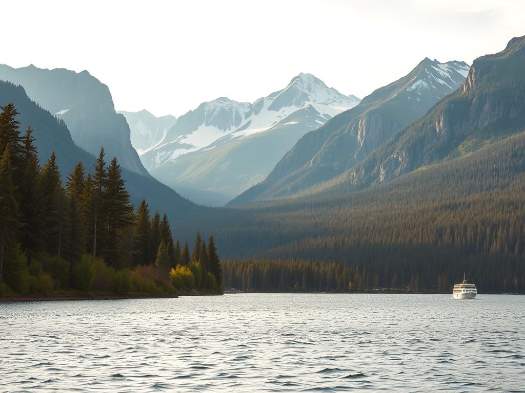 A breathtaking landscape in the heart of Sweden, where towering mountains pierce the sky and pristine lakes reflect the surrounding verdant forests. In the foreground, a serene body of water, its surface rippling with the gentle caress of a cool breeze. Lush, evergreen trees line the shore, their branches swaying gracefully. In the middle ground, majestic peaks rise, their snow-capped summits glimmering in the soft, golden light of the sun. The background is dominated by a vast, unspoiled wilderness, untouched by human hands, inviting the viewer to immerse themselves in the tranquil beauty of the Swedish nature. The scene exudes a sense of peace, solitude, and a deep connection to the natural world. A breathtaking landscape in the heart of Sweden, where towering mountains pierce the sky and pristine lakes reflect the surrounding verdant forests. In the foreground, a serene body of water, its surface rippling with the gentle caress of a cool breeze. Lush, evergreen trees line the shore, their branches swaying gracefully. In the middle ground, majestic peaks rise, their snow-capped summits glimmering in the soft, golden light of the sun. The background is dominated by a vast, unspoiled wilderness, untouched by human hands, inviting the viewer to immerse themselves in the tranquil beauty of the Swedish nature. The scene exudes a sense of peace, solitude, and a deep connection to the natural world.